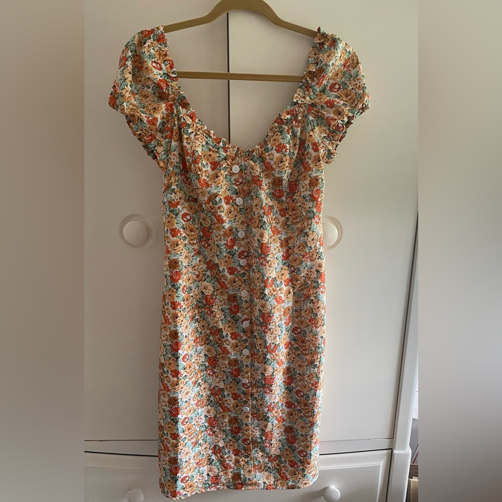 Floral Print Mini Dress with Ruffled Sleeves BOHO Milk maid Y2K